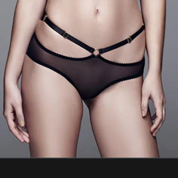 Bordelle Luxury Lingerie Set - Art Deco Mesh Wrap Bra, Bondage Belle Peep Briefs - Picture 3 of 9